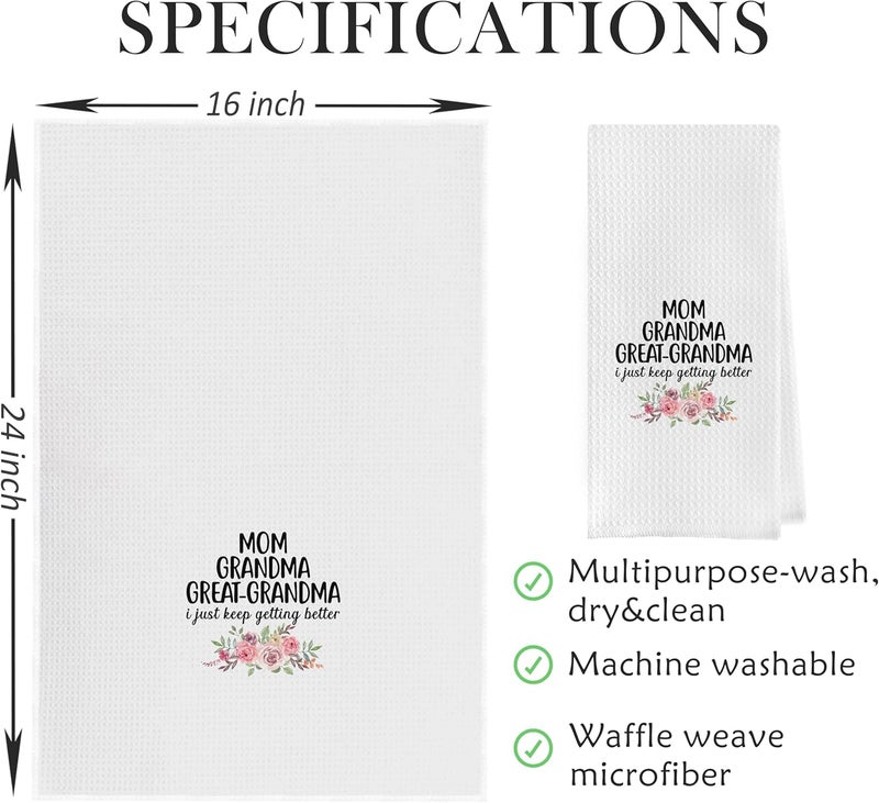 Geqtt Great Grandma Dish Towels - Great Grandma Gifts Waffle Weave Kitchen Towels, Grandma Hand Towel, Grandma Tea Towel, Grandma Gifts from Grandson Granddaughter (16×24 Inches) - Image 5